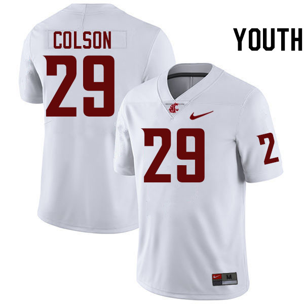 Youth #29 Jamorri Colson Washington State Cougars College Football Jerseys Stitched-White